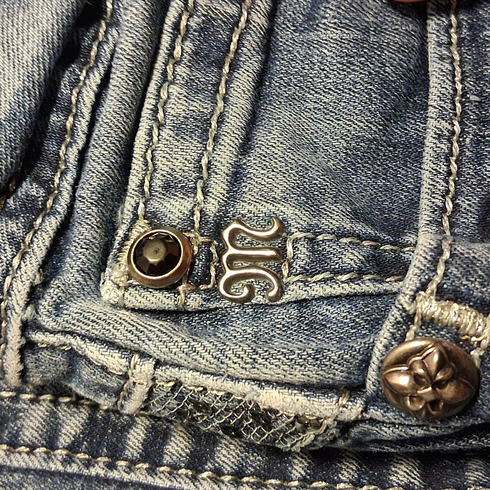 Miss Me Blue Boot Cut Jeans with Silver Accents - Picture 13 of 14